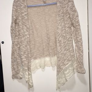 Lace Detail Open Cardigan